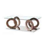 Smte Rectangle Clear Modern Classy Coffee Table Brown With Keychain