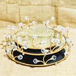 Urban Decor Golden Serving Mirror Tray With Flower Set Of 3