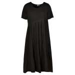 Overdyed Two Textured Tiered Dress - Black S m