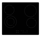 4 Plate Black Glass Ceran Electric Hob With Stainless Steel Trim 60CM