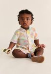 Short-sleeved Cotton Shirt - Beige Multi