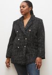 Edit Double Breasted Tweed Blazer - Black