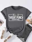 Plus Size Casual T-Shirt Women's Plus Slogan Print Short Sleeve Round Neck T-Shirt