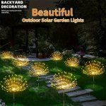 8 Modes Solar Garden Lights: 1PC 2PCS 60 90 LED Fairy Lights Powered Firework Lights String Lights For Yard Decorations Pathway