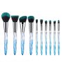Acrylic Handle Series Professional 10 Piece Cosmetic Brush Set - Blue
