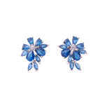 Navy Daisy Crystal Stud Earrings - Navy