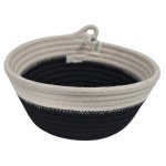 Rope Basket With Flared Rim Black And White 15CM