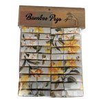 Printed Bamboo Pegs Qty 20 - Yellow Flower