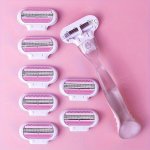 1 Handle + 4 8 Blades Set Women's Bikini Manual Hair Removal Tool 3-LAYER Stainless Steel Razor Blades Replaceable Safety Razor