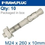 Throughbolt Ss M24X260X10MM X10 -box