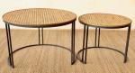 Round Table With Metal Legs & Rattan Top