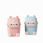 2-PACK Cute Elk MINI Plastic Flip-top Desktop Trash Cans-blue&pink