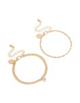 Goldair Gold Diamante Drop & Chain Bracelets 2-PACK