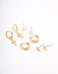 Goldair Gold Plated Cubic Zirconia & Pearl Drop Stud Earrings