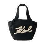 K signature Ruffled Logo Shopper -black