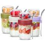 Danmu 4 Pack Overnight Oats Containers With Lids 16 Oz Dual-layer Yogurt Parfait Cups With Lids Meal Prep Containers Glass For Snack Overnight Oats Yo