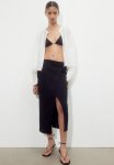 Crinkled Wrap Skirt - Black