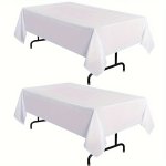 2PCS White Tablecloths 137 183CM - Disposable Plastic Stain-resistant And Wrinkle-free Washable Tablecloths Suitable For Dining