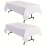 2pcs White Tablecloths 137*183cm - Disposable Plastic Stain-Resistant And Wrinkle-Free Washable Tablecloths Suitable For Dining Tables Buffet Parties And Camping