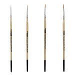 Zem Brush Golden Synthetic Small Detail Round Artist Brush Set Sizes 10 0 3 0 0 2