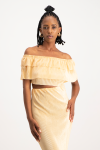 Laura Plisse Off-shoulder Top - Latte - XS