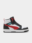 Puma Boys Rebound V6 Mid Jr Sneakers In Black white red - Black white red 6