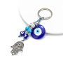 Evil Eye Hamsa Hand Keychain Fortune Alloy Key Chain Ring Purse Bag Backpack Charm Earbud Case Cover Accessories Women Men Gift