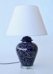 Navy Blue & Black Design Ceramic Lamp White Shade
