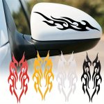 2PCS Flame Patterned Car Rearview Mirror Sticker Dly Decorative Sticker Laser Reflective Body Bumper Sticker