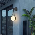 1PC E26 Lighting Mid Century Modern Wall Sconce Globe Wall Mounted Light Fixture Black With Smoke Grey Lampshade Cordless Sconce