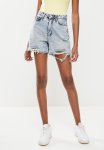 Ripped Denim Shorts - Blue