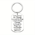 Inspirational Serenity Prayer Keychain Stainless Steel Religious Recovery Gift Key Ring For Men And Women Spiritual Sobriety Acc