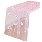 Pink Pearl Floral Lace Table Runner