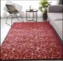 Red Soft Rug With Gold Finish
