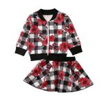 Flower Plaid Skirt And Jacket 4-5Y