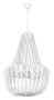 Bright Star Lighting 3 Light White Metal Chandelier With White Wooden Beads