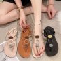 Women's Beaded Boho Sandals Lightweight Ankle Strap Slip On Beach Thong Sandals Slingback Travel Shoes