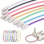 10PCS PACK Stainless Steel Cable Wire Key Chain Key Rings Travel Aircraft Luggage Tag Loops Hanging Outdoor Keychain Kayak Boat