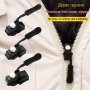 Zipper Repair Kit With Removable Slide Heads Easy Install Zip Fixer For Clothing Luggage Backpacks Durable Nylon & Plastic No Tools Required Interchangeable Black