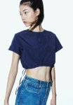Drawstring-detail Cropped Top - Blue