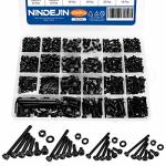 Nindejin M2 M3 M4 M5 Hex Socket Head Cap Screw Bolts Nuts And Washer Assortment Kit 1060PCS Black Machine Screws Set 12.9 Carbon