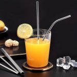 2PCS Stainless Steel Straws Come With 1 Straw Brush For Juice Cold Drinks Milk Tea Coffee And Other Beverages Portable Straight