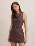 Delaney Cowl Neck MINI Dress - 16 Chocolate