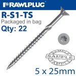 R-ts Chipboard HD Screw 5.0X25MM X22 Per