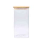 Cannister Square With Bamboo Lid Borosilicate Glass - 10 X 10 X 16CM