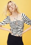 Cropped Blouse - Cream zebra Print
