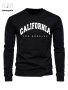 LA California Print Tee Shirt Tees For Men Casual Long Sleeve T-shirt