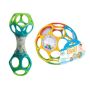 Baby Soft Rubber Grasping Ball And Double Rattles-set Of 2