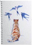 Cat Watching Bird Notebook