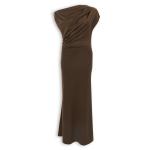 Brown Drop Shoulder Trim Dress